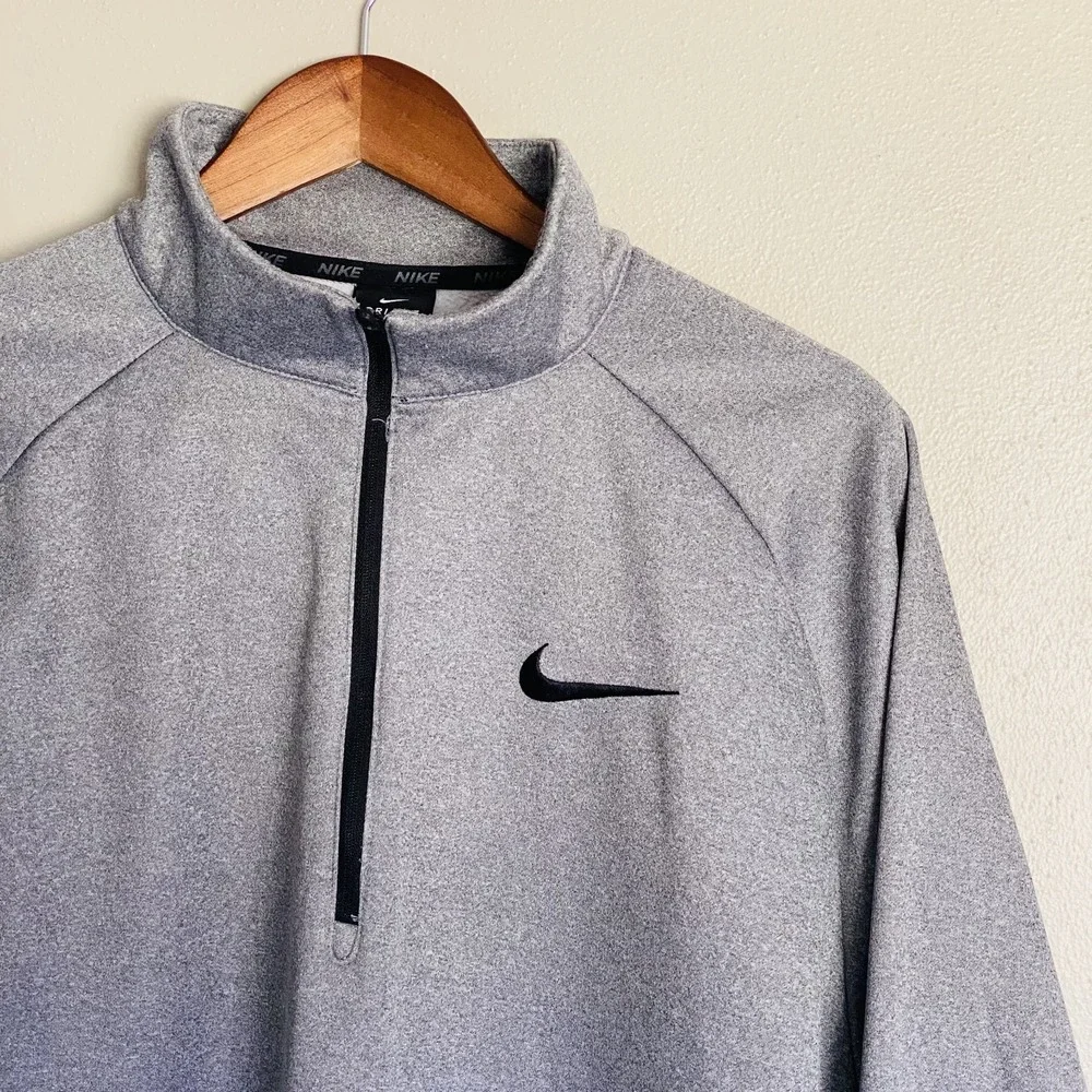 Nike Sweater Mens XXL Gray Long Sleeve Pullover Golf 1/4 Zip Dri Fit